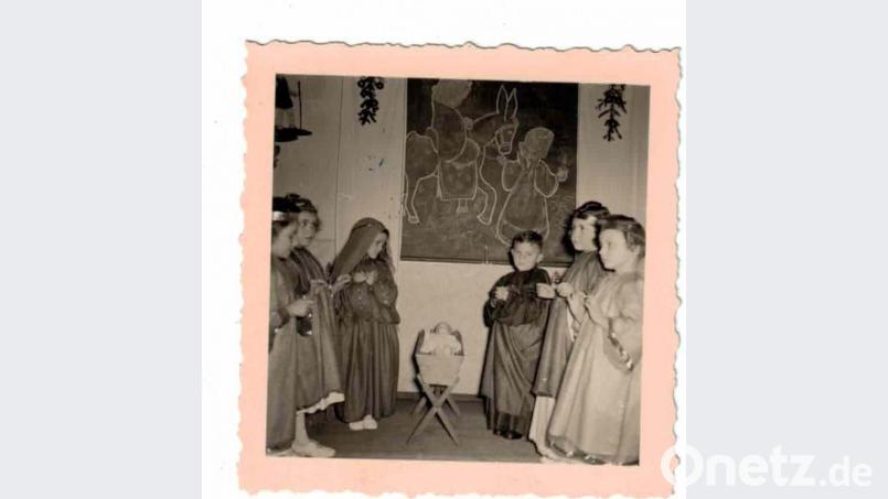 Krippenspiel im Kindergarten Eschenbach Anfang der 1950er Jahre. Bild: exb