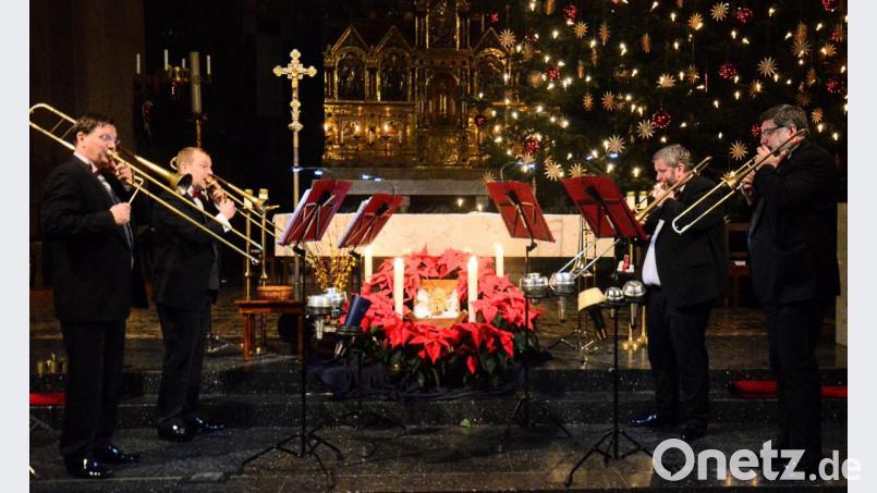 Das Posaunenquartett &quot;Opus 4&quot; aus Leipzig überzeugt mit einer passenden Mischung aus Virtuosität, Souveränität und Gelassenheit. Bild: Kunz