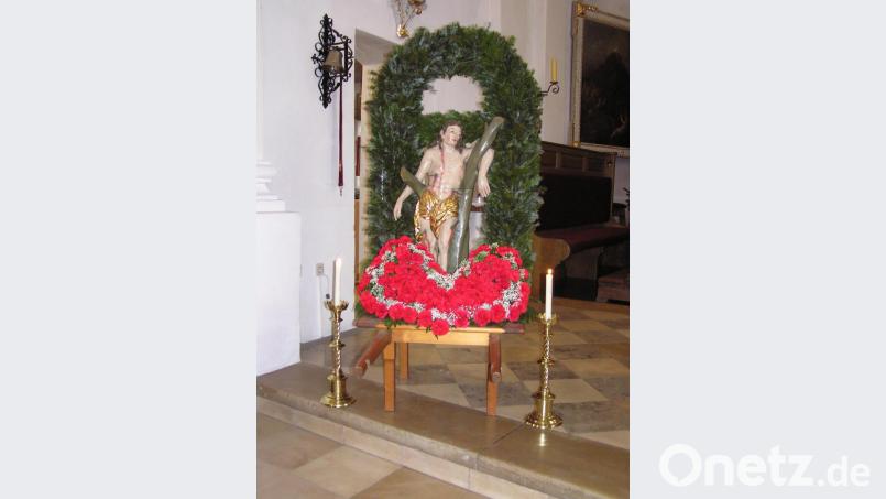 Die Statue des heiligen Sebastian in der Winklarner Pfarrkirche. Am Namenstag des Heiligen wird sie um den Marktplatz getragen. Bild: amö