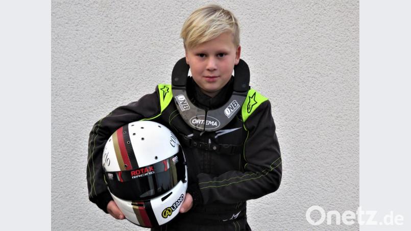 Mikka Trapp geht mit seinem Kart bundesweit auf die Strecke. Sein Idol ist Formel-1-Weltmeister Lewis Hamilton. Bild: ubb