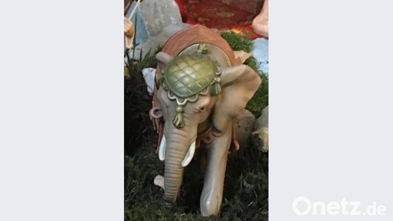 Eine der Krippenfiguren: Dieser Elefant. Bild: exb/Polizei