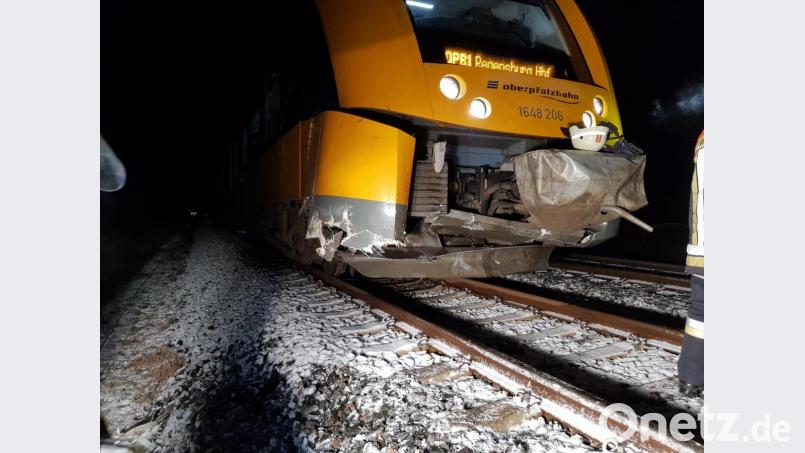 Der Zug war auf einen umgestürzten Baum geprallt. Bild: Feuerwehr Wiesau/exb