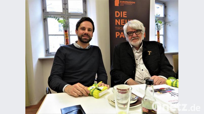 Tomas Hummel und Josef Lang (von links) sind aus Hessen und dam Saarland angereist, um mit dem Stab der "Europassion 2020" im Museumsquartier den dazugehörigen Fachkongress zu besprechen und den Auftakt mit der Pressekonferenz offiziell zu eröffnen. Bild: ubb