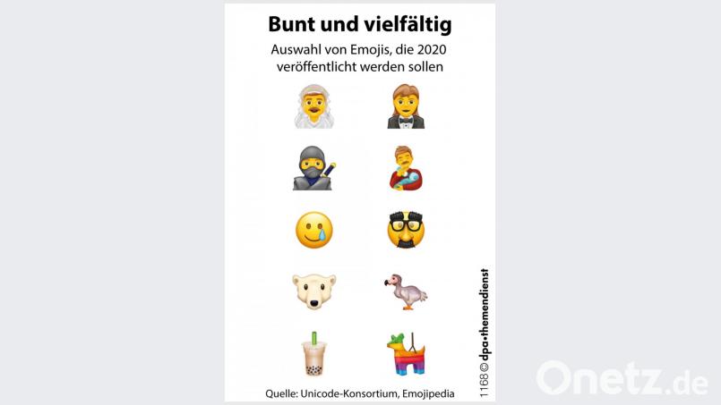 Eine kleine Auswahl der neuen Emojis&quot;. Bild: dpa-infografik GmbH