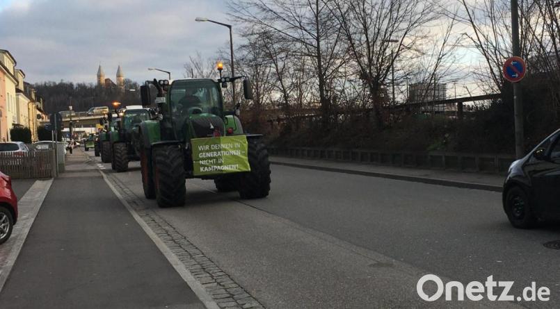 Dutzende Bauern beteiligten sich an dem Protest in der Stadt Schwandorf. Bild: ihl