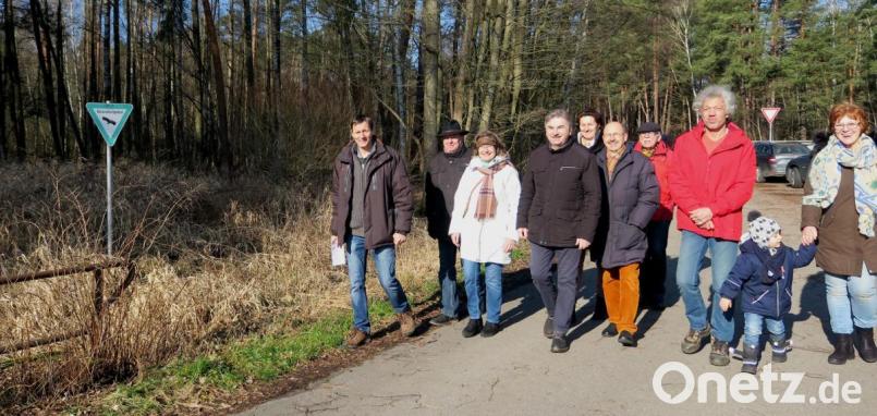 Mitglieder der ÖDP, des LBV und der Baumfreunde machten sich ein Bild vor Ort und lehnen die Ansiedlung eines Gewerbegebietes in der Nähe des Naturschutzgebietes &quot;Hirtlohweiher&quot; an der Steinberger Straße ab. Bild: Hirsch
