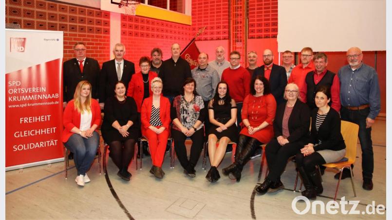 24 Gemeinderatskandidaten stellen sich am 15. März zur Wahl. Mit auf dem Bild Bürgermeister Uli Roth (stehend, Zweiter von links), SPD-Kreisvorsitzende Brigitte Scharf (stehend, Dritte von links) und SPD-Landratskandidat Thomas Döhler (stehend, Fünfter von links). Bild: njn