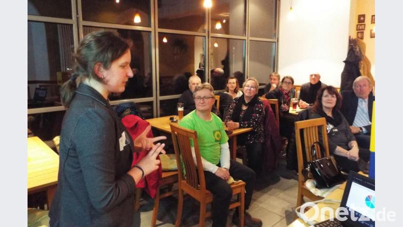 Die städtische Klimaschutzmanagerin Corinna Loewert (links) stand den Grünen Rede und Antwort. Bild: e