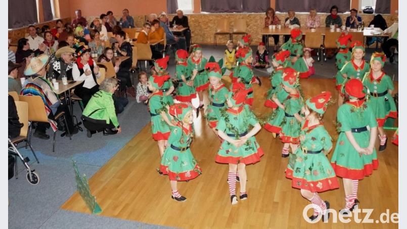 „Ovi helau“ hieß es beim Seniorennachmittag der AWO im Mehrgenerationenhaus, als die jungen Damen ihre Showtänze und Gardemärsche präsentierten. Die Bambinigarde hieß die Gäste „Willkommen im Wald“. Bild: weu