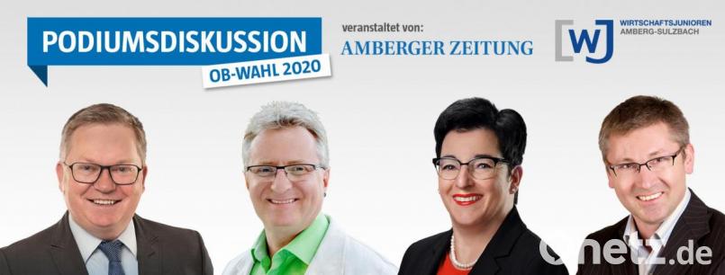 An der Podiumsdiskussion am Dienstag, 18. Februar, nehmen teil (von links): Amtsinhaber Michael Cerny (CSU), Hans-Jürgen Bumes (Grüne), Birgit Fruth (SPD) und Franz Badura (ÖDP). OB-Kandidat Manuel Werthner (Freie Wähler) ist beruflich verhindert. Bild: gld