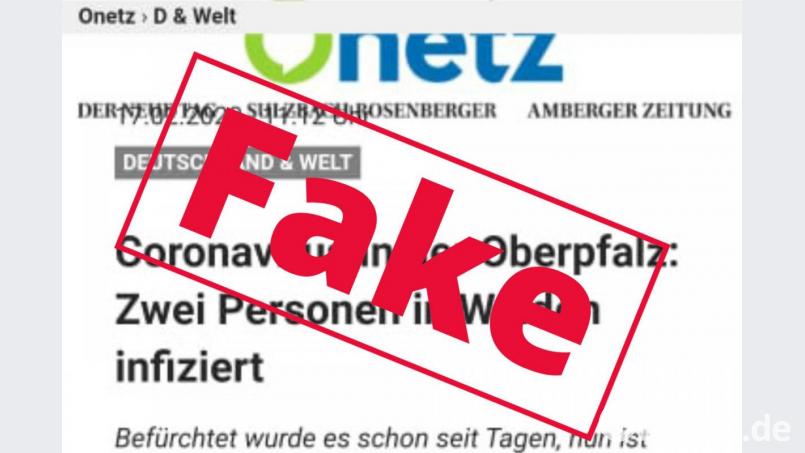 Diese Falschmeldung wird über Whatsapp verbreitet. Sie stammt jedoch nicht von Onetz, in Weiden gibt es keine mit dem Coronavirus infizierte Personen. Bild: Tobias Gräf
