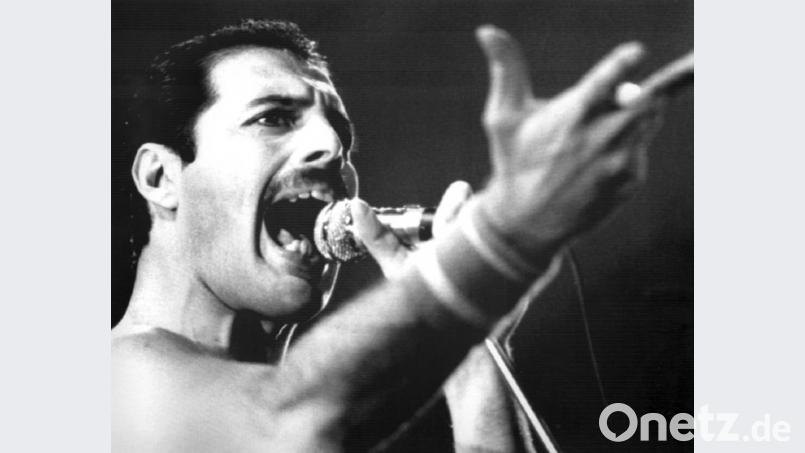 Der Leadsänger der britischen Rockgruppe &quot;Queen&quot;, Freddie Mercury, bei einem Auftritt im September 1984. Bild: dpa