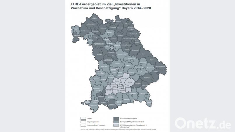 Die EFRE-Fördergebiete in Bayern Bild: EU-Kommission
