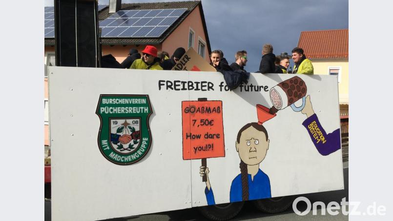 „Greta“ kam mit dem Burschenverein Püchersreuth zum Gaudiwurm Flossenbürg. Bild: cro