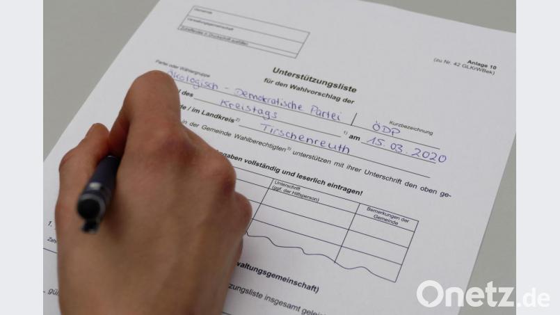 Auf die Einträge in die Unterstützungsliste war etwa auch die ÖDP angewiesen. 340 Unterschriften musste sie sammeln - 440 sind es geworden. Die ÖDP möchte in diesem Jahr zum ersten Mal für den Kreistag kandidieren. Bild: tr