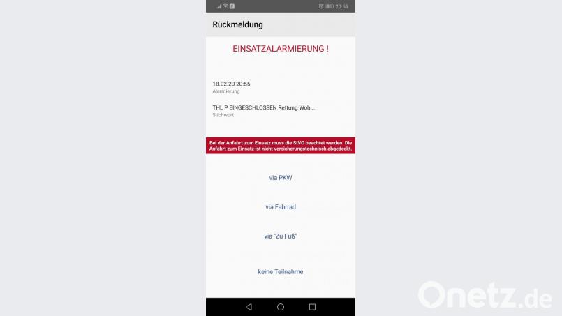 So erscheint die Benachrichtigung auf dem Smartphone. Das Bild zeigt einen Probealarm. Bild: Johannes Werner/exb