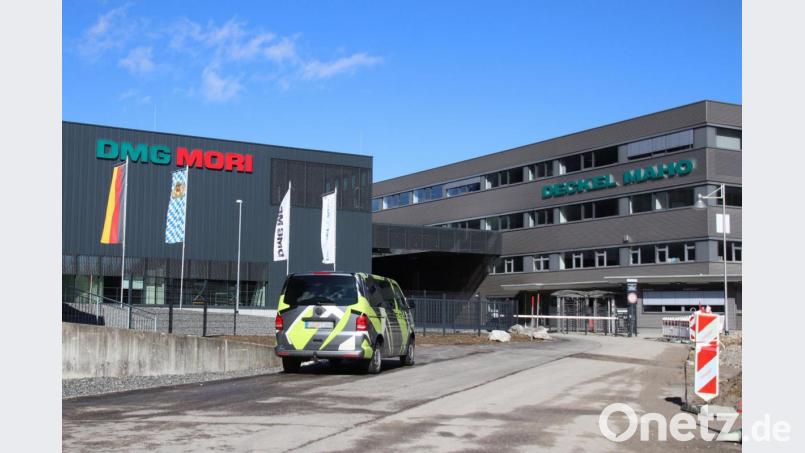 Die Einfahrt der Unternehmens DMG Mori. Bild: Benjamin Liss/dpa