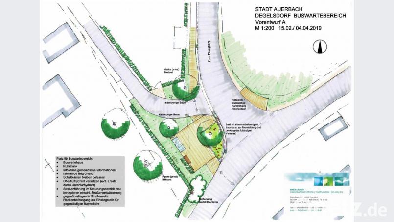 Die Planung des neuen Bereiches mit Buswartehäuschen in Degelsdorf. Repro: jma