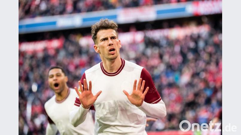 Komischer Jubel nach seinem 2:0: Leon Goretzka ist mit seiner derzeitigen Situation beim FC Bayern nicht gänzlich zufrieden. Bild: Matthias Balk/dpa