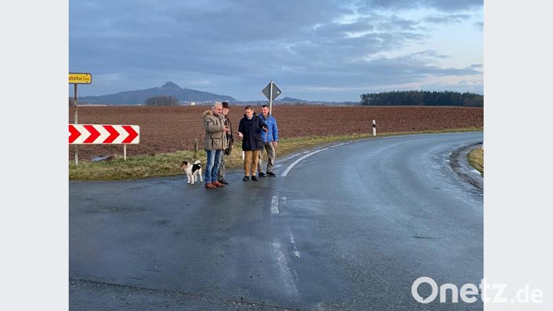 Beim letzten Ortstermin vor der Kommunalwahl besichtigt MdL Tobias Reiß gemeinsam mit den Mitgliedern der Kulmstädter CSU die Gefahrenstellen an Neustädter Straßen. Bild: lrh
