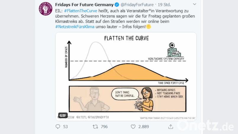 Vergangenen Dienstag gab die Fridays-for-future-Organisation über das soziale Netzwerk Twitter bekannt, dass sämtliche Demonstrationen abgesagt werden. Screenshot: ppes