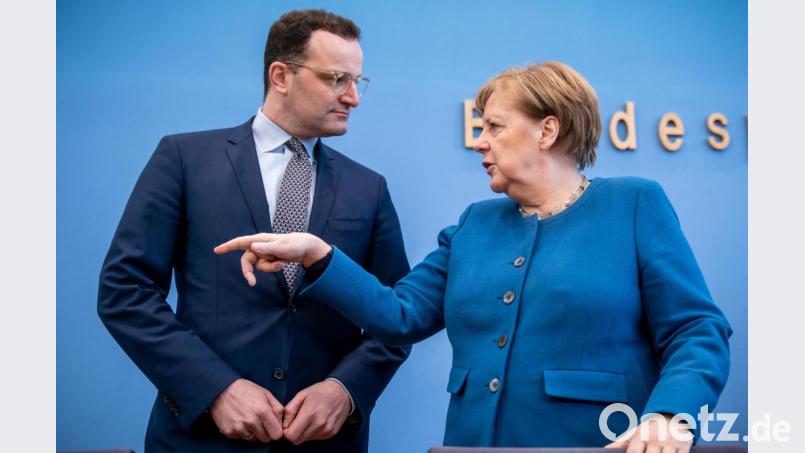 Bundeskanzlerin Angela Merkel und Gesundheitsminister Jens Spahn. Bild: Michael Kappeler/dpa