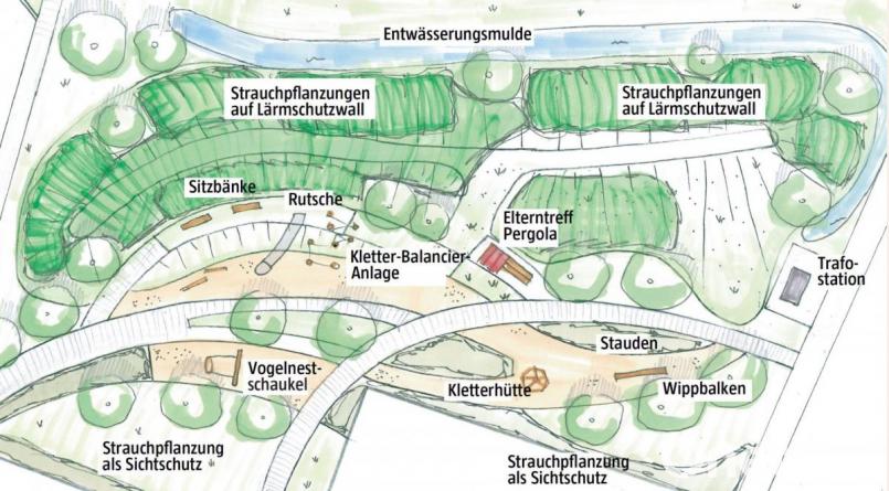 Begrünungsplan für das Baugebiet "Esperngasse". Bild: Neidl + Neidl Landschaftsarchitekten und Stadtplaner/exb