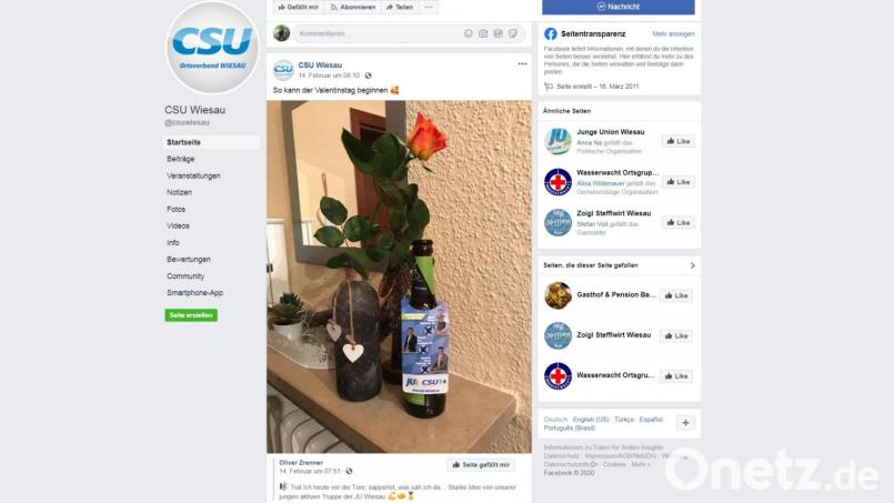 Die JU Wiesau stellte am Valentinstag eine Rose und eine Flasche Zoiglbier vor jede Haustüre in Wiesau. Screenshot: lue