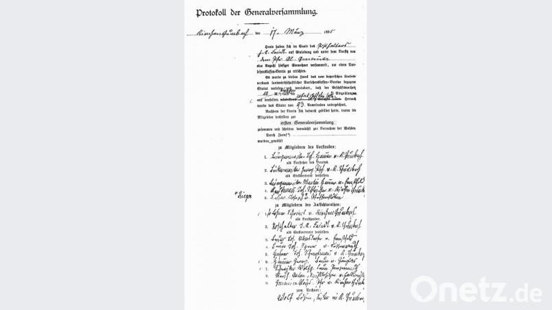 Das Protokoll der Gründungsversammlung wurde am 17. März 1895 geschrieben. Repro: ü