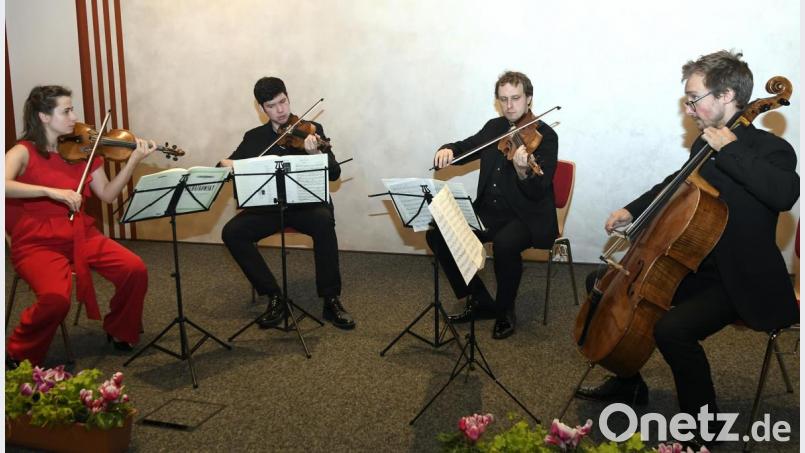 Zeigten ihr Können: bei der 57. Konzertreihe des VHS-Kammermusikkreises spielte das Eliot Quartett mit (von links) Maryana Osipova, Alexander Sachs, Dmitry Hahalin und Michael Preuss Stücke von Schostakowitsch, Prokofjew und Tschaikowski. Bild: Petra Hartl