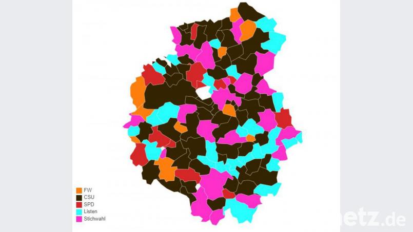 So hat die Oberpfalz gewählt. Scrollen Sie nach unten und klicken Sie in der weiter unten eingebauten Karte auf die einzelnen Kommunen. Bild: Alexander Unger