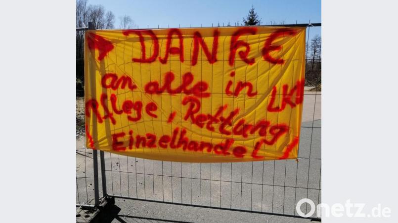 Ein großes "Danke" richten Tanja Langer und andere Grafenwöhrer an alle Einsatzkräfte und Arbeiter im Einzelhandel, die weiterhin ihre Arbeit verrichten. Bild: exb