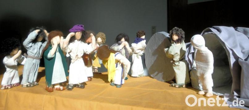 Das Sonntagsevangelium wird szenisch mit Bibelfiguren dargestellt. Bild: bjo