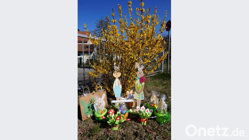 Der Osterhase hat seine Spuren im Garten der Kindertagesstätte hinterlassen. Bild: Heike Franke/exb