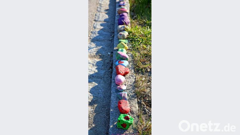 Im Arnikaweg nimmt die Steinschlange ihren Anfang. Die Initiatoren hoffen, dass sie sich bald durchs Flosser Amt schlängelt. Bild: mef