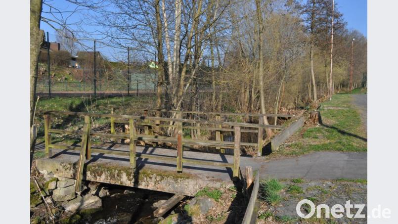 Unter Abstimmung mit der Kommune und dem Wasserwirtschaftsamt wird das Montagsteam die beiden baufälligen Brücken über den Bremenbach (vorne und hinten mit Zugang zu den Tennisplätzen) durch vorgefertigte Stahlkonstruktionen und selbst erstellte Betonfundamente erneuern. Bild: ak