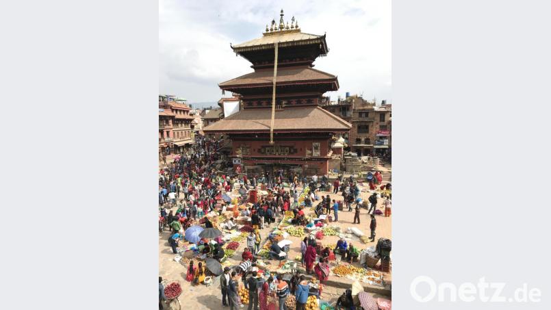 So sah es auf dem wichtigsten Plätzen in Bhaktapur vor der Ausgangssperre aus. Bild: ü