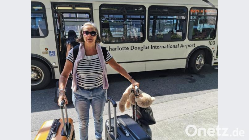 Karoline Hastreiter am Flughafen in Charlotte (US-Bundesstaat North Carolina). Bild: exb