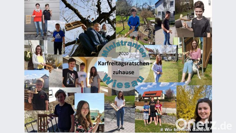 Zum Abschluss der Osteraktionen sammelte man die Fotos, um sie zu einem Gesamtbild zusammenzufügen. Bild: Ministranten Wiesau/exb