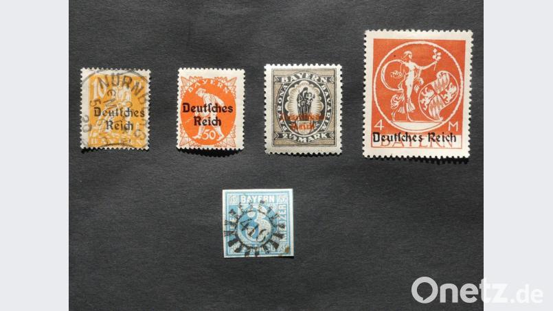 Bayerische Briefmarken erhielten zur Weiterverwendung ab 1. April 1920 den Aufdruck "Deutsches Reich". Die Drei-Kreuzer-Marke Bayerns vom November 1849 konnte erstmals ab 1. Juli 1856 mit dem Eschenbacher Mühlradstempel 416 abgestempelt werden. Bild: rn