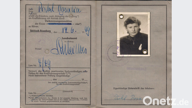 Der alte Führerschein von Rosalie Pirkl. Bild: exb