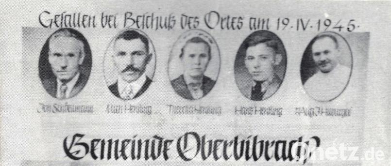 Die fünf Opfer der Bombarierung von Oberbibrach. Der Soldat James Pydde wurde erschossen. Repro: edo