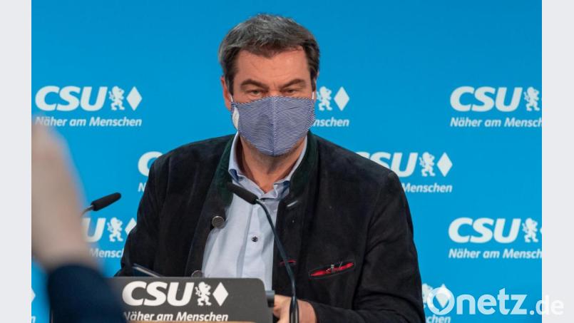 Markus Söder, CSU-Vorstandsvorsitzender und Ministerpräsident von Bayern, stellt bei einer Pressekonferenz neue Lockerungen in Aussicht Bild: Peter Kneffel