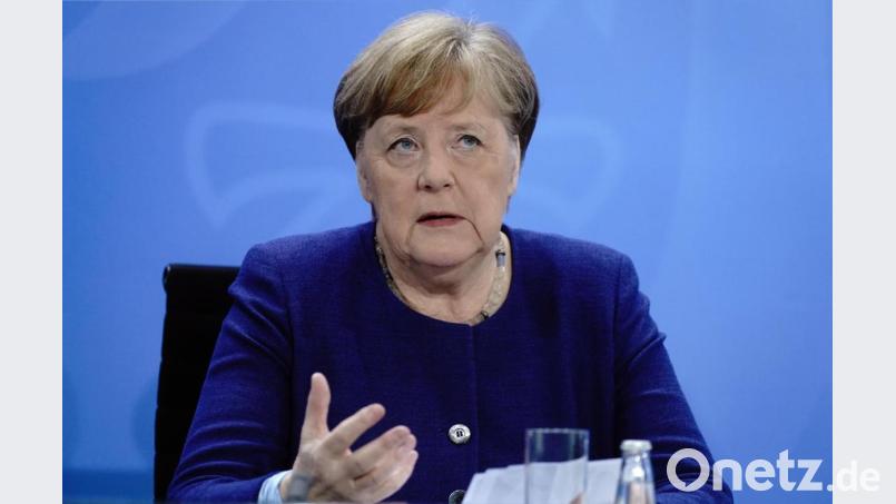 Bundeskanzlerin Angela Merkel (CDU) gibt nach der Videokonferenz mit den Ministerpräsidenten der Bundesländer eine Pressekonferenz. Bild: Kay Nietfeld/dpa