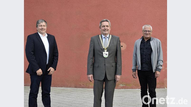 Das neue Bürgermeister-Dreigestirn für Auerbach bilden (von links) Michael Streit, Joachim Neuß und Norbert Gradl. Bild: sck