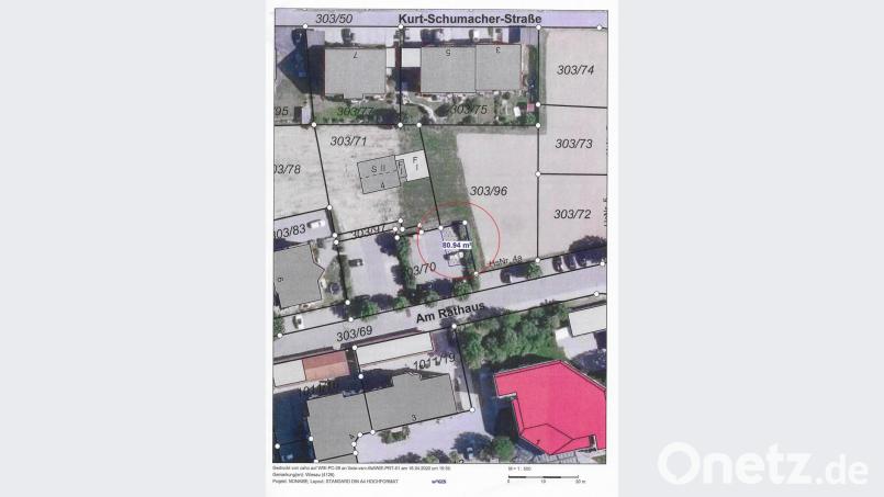 Der Lageplan zeigt den Bereich „Am Rathaus“ bzw. den in der Sitzung erörterten Bereich, der für die Umstufung vorgesehen ist. Repro: wro