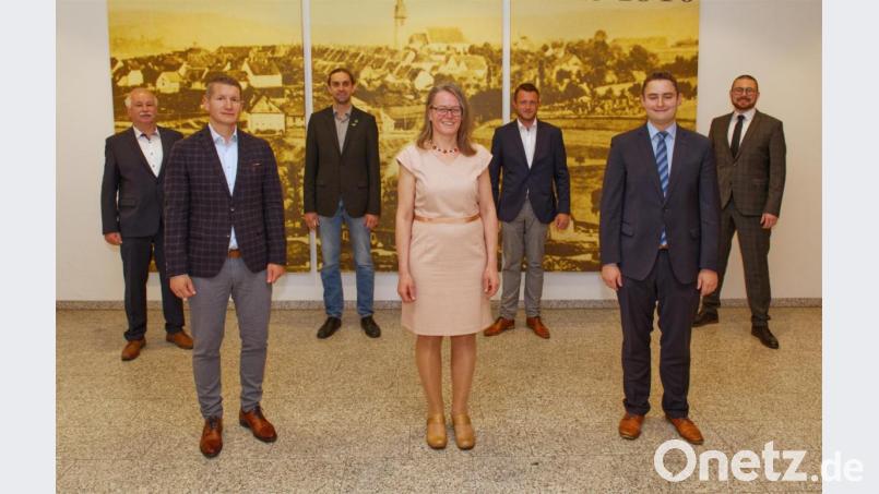 Die neuen Gesichter im Stadtrat (von links): Alfons Meierhöfer, Martin Gallersdörfer, Josef Schmidt, Berta Wenning, Toni Schinner, Matthias Fütterer und Sven Lehner. Bild: njn