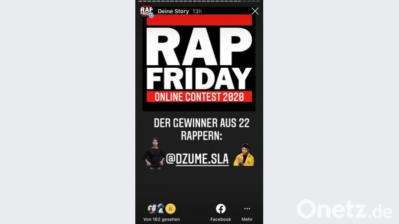 Corona-Zeiten verlangen Alternativen: Der Rap-Friday-Contest wurde in diesem Jahr nicht auf der Bühne, sondern auf Instagram ausgetragen. Sieger nach drei Durchgängen wurde der Rapper DZUME aus Weiden. Bild: Kunz