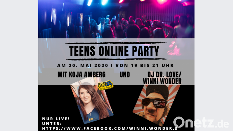 Zur Teens-Online-Party laden die Kommunale Jugendarbeit in Amberg und DJ Dr. Love ein. Musikwünsche der Jugendlichen sind ausdrücklich erwünscht. Grafik: Kommunale Jugendarbeit Stadt Amberg