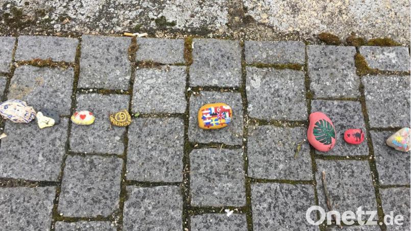 Steineschlange Schiffgasse: Dort klaffen so manche Lücken. Schöne Steine verschwinden einfach oder werden in die Vils geworfen. Die Initiatorin appelliert an die Vernunft der Menschen. Bild: Bianca Spies /exb